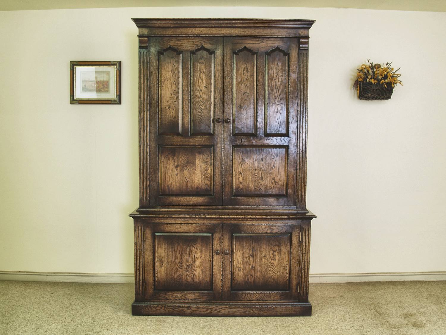Gun rooms in Europe: a panelled double-door cabinet in solid timber, made in Suffolk for a European house