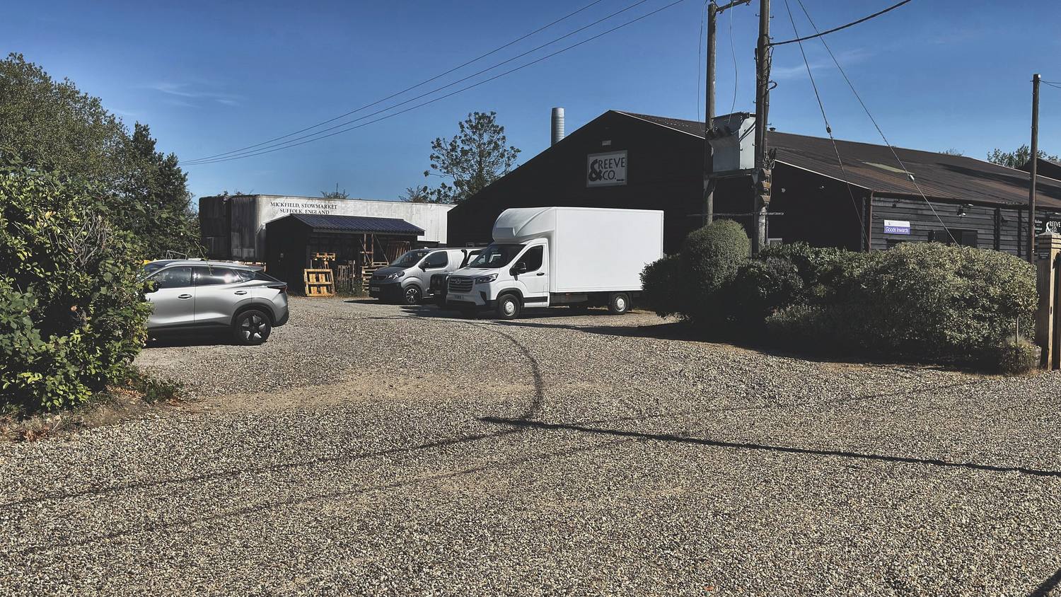 Contact the workshop: the yard at Mickfield in Suffolk, where visits are by appointment