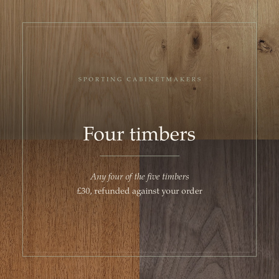 Four timber sample boards together